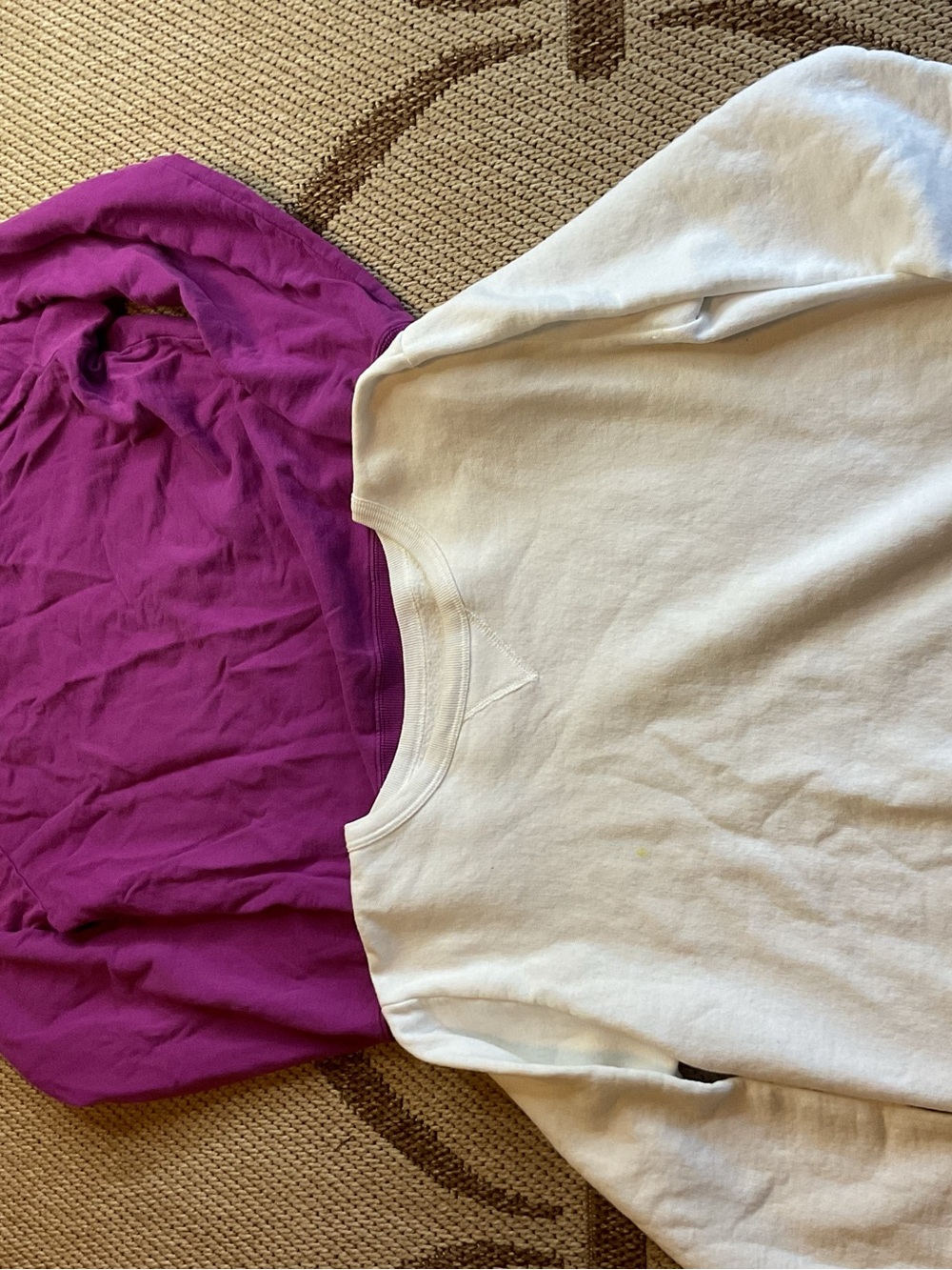 Women’s Long Sleeve Crewneck Shirt - White and Purple